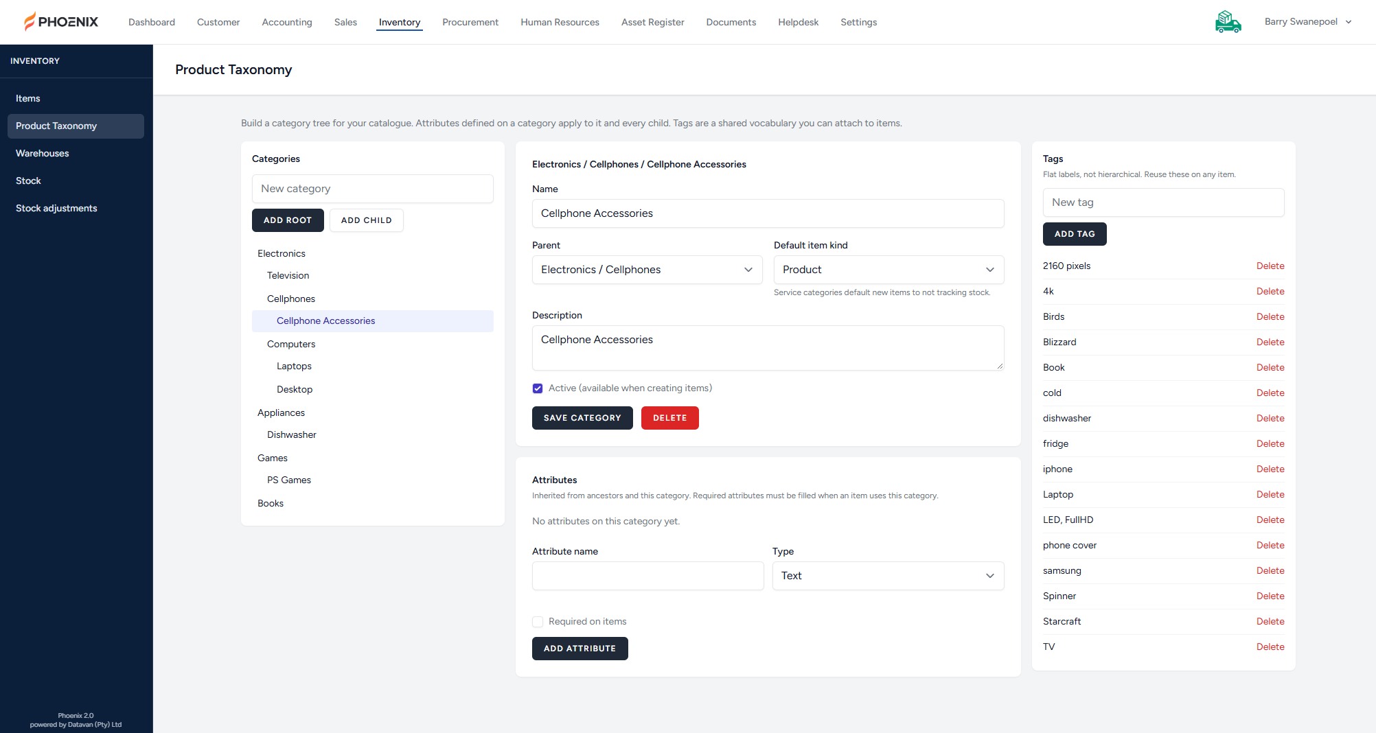 Phoenix product categories and tags